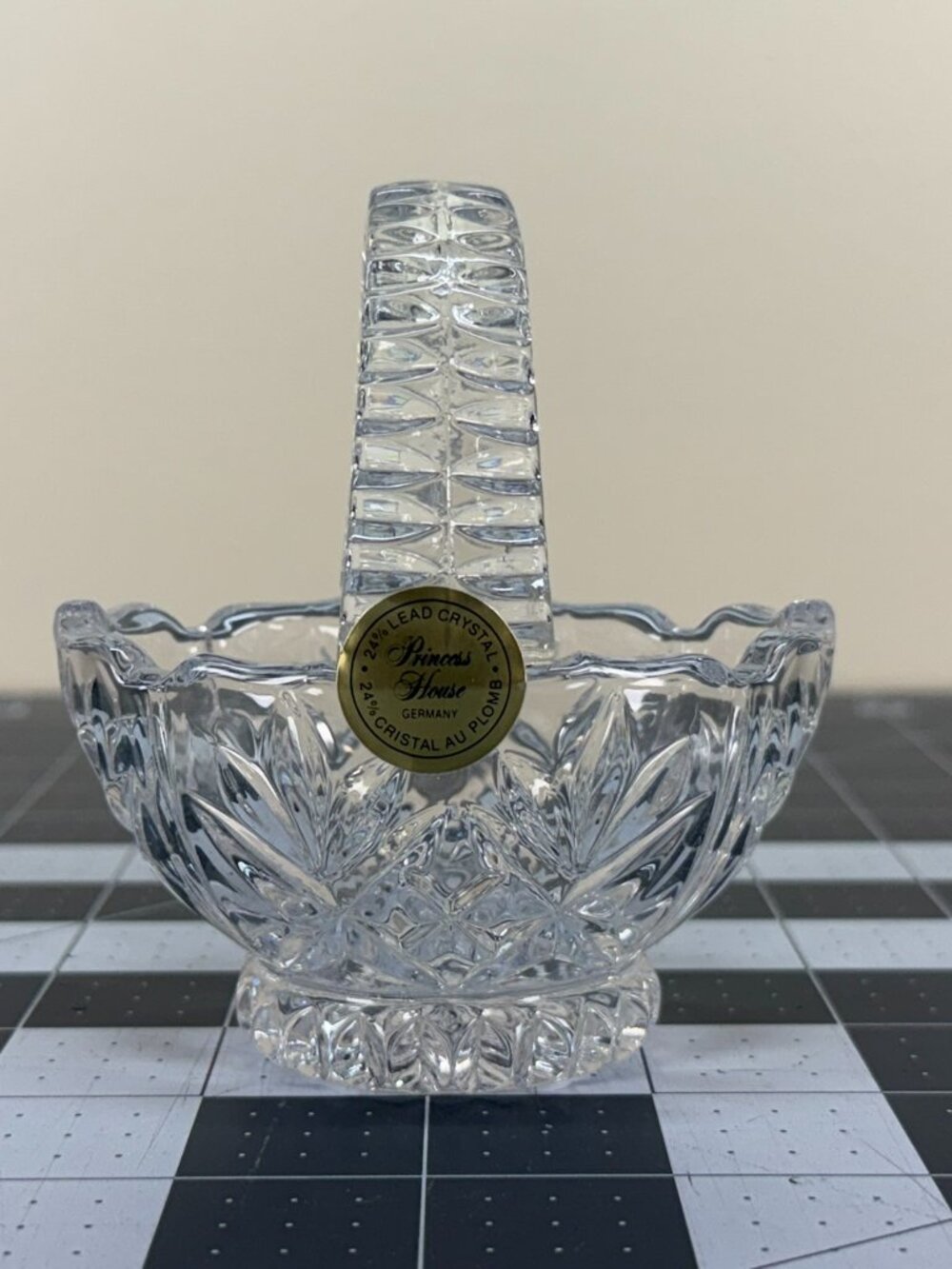Vintage Princess House 24% Lead Crystal Highlights Mini Basket Germany